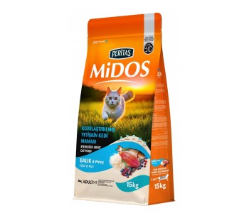 MIDOS Cat Sterilized Adult Salmon - за кастрирани котки със сьомга и ориз, 15 кг